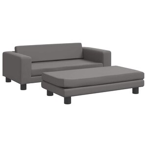 vidaXL Canapé avec repose-pied pour enfants gis 100x50x30cm similicuir