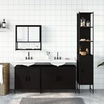 vidaXL Ensemble de meubles salle de bain 4 Pièces noir bois d'ingénierie