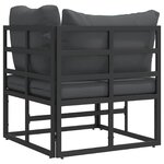 vidaXL Mobilier de jardin avec coussin avec oreiller Noir Aluminium