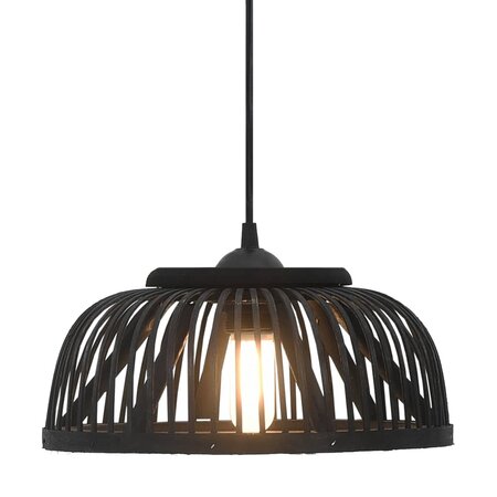 Icaverne - Lampes Distingué Lampe suspendue Noir Osier 37x15,5 cm 40 W Demi-cercle E27