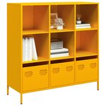 vidaXL Buffet haut jaune moutarde 101 5x39x103 5 cm acier