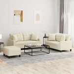 vidaXL Ensemble de canapés 3 Pièces avec coussins crème similicuir