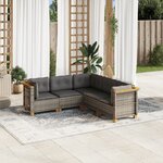 vidaXL Salon de jardin 5 Pièces avec coussins gris résine tressée