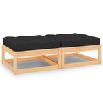 vidaXL Repose-pieds de jardin avec coussins lot de 2 Pin massif