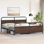 vidaXL Cadre de lit en métal sans matelas chêne marron 200x200 cm