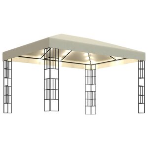 vidaXL Tonnelle avec guirlande lumineuse à LED 3x4 m Crème