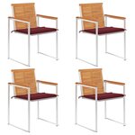 vidaXL Chaises de jardin 4 Pièces avec coussins Bois d'acacia massif