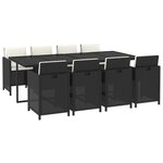 vidaXL Ensemble à manger de jardin coussins 9Pièces Résine tressée Noir