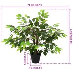 vidaXL Plante Ficus artificielle Vert 73 x 16 x 60 cm Tissu et bois