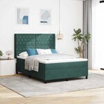 vidaXL Lit à Ressorts avec Matelas LED Vert foncé 140 x 200 cm Velours