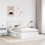 vidaXL Cadre de lit avec tête de lit Blanc 135 x 190 cm Pin massif