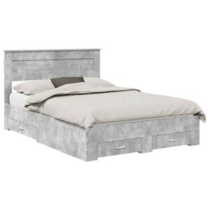 vidaXL Cadre de lit Gris béton 140 x 200 cm Bois d'ingénierie
