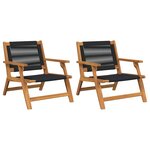 vidaXL Chaise de Détente de Jardin 2 pc Noir Bois d'Acacia Massif