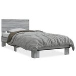 vidaXL Cadre de lit sonoma gris 75x190 cm bois d'ingénierie et métal