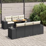 vidaXL Salon de jardin 7 Pièces avec coussins noir résine tressée