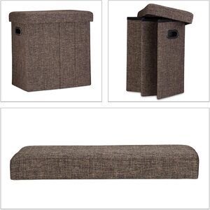 Tabouret banc banquette pouf de rangement pliable pliant 50 litres marron 13_0002776_4