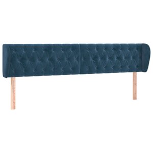 vidaXL Tête de lit avec oreilles Bleu foncé 183x23x78/88 cm Velours