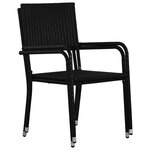 vidaXL Chaise à dîner de jardin empilable lot de 6 noir résine tressée