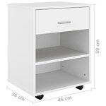 vidaXL Armoire à roulettes Blanc 46x36x59 cm Bois d'ingénierie