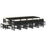 vidaXL Ensemble à manger de jardin 15 Pièces coussins noir résine tressée