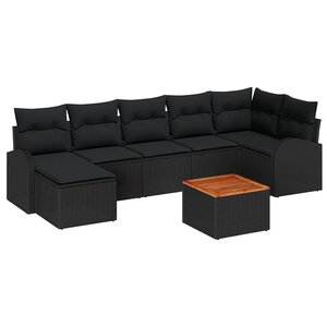 vidaXL Ensemble de canapé de jardin 8 Pièces Noir
