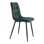 2 chaises de salle à manger en velours vert foncé avec pieds noirs
