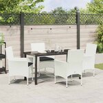 vidaXL Ensemble de salle à manger pour jardin 5 Pièces Blanc Poly rotin