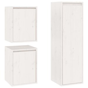 vidaXL Meubles TV 3 Pièces Blanc Bois massif de pin