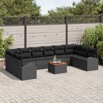 vidaXL Ensemble de canapé de jardin 11 Pièces Noir