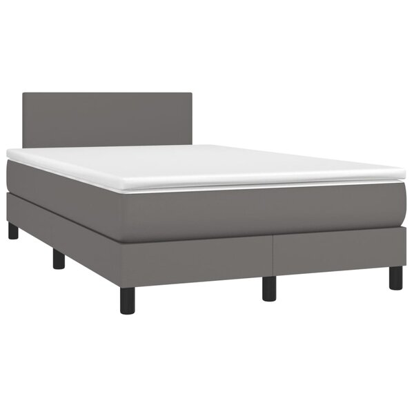 vidaXL Sommier à lattes de lit avec matelas gris 120x190 cm similicuir