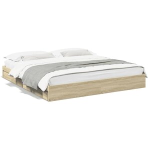 vidaXL Cadre de lit avec tiroirs sans matelas chêne sonoma 200x200 cm