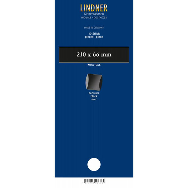 Bandes double soudure 210 x 66 mm pour timbres-poste. Fond - Noir