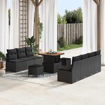 Ensemble de canapé de jardin 10 pièces avec coussins Noir