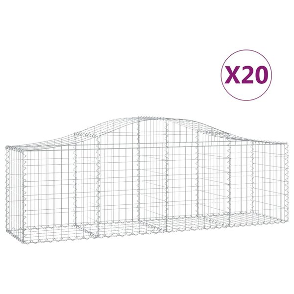 vidaXL Paniers à gabions arqués 20 Pièces 200x50x60/80 cm fer galvanisé