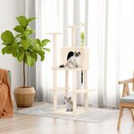 vidaXL Arbre à chat avec griffoirs en sisal Crème 144 5 cm