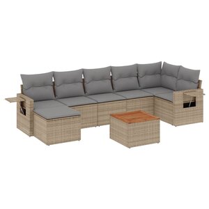 vidaXL Salon de jardin avec coussins 8Pièces mélange beige résine tressée