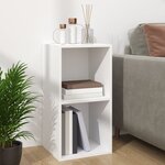 vidaXL Boîte de rangement vinyles Blanc 71x34x36 cm Bois d'ingénierie