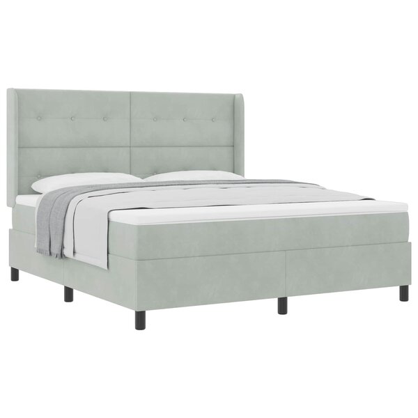 vidaXL Lit à ressorts avec matelas Gris clair 180 x 200 cm Velours