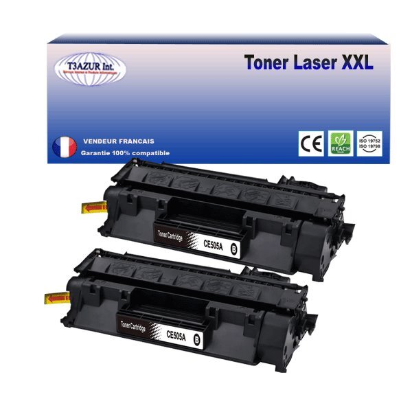 T3AZUR - Lot de 2 Toners compatibles avec Canon 719A pour Canon MF-411DW  MF-416DW  MF-418X  MF-419X Noir - 2 300p