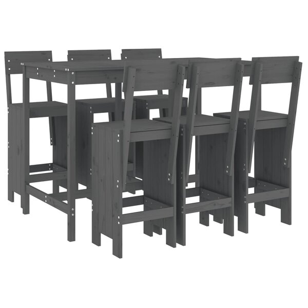 vidaXL Ensemble de bar de jardin 7 Pièces gris bois de pin massif