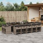 vidaXL Ensemble à manger de jardin 15 Pièces coussins gris résine tressée