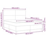 vidaXL Lit à ressorts avec matelas & lumière LED gris foncé 160x200 cm Tissu côtelé