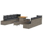 vidaXL Ensemble de canapé de jardin 11 Pièces Gris Poly rotin