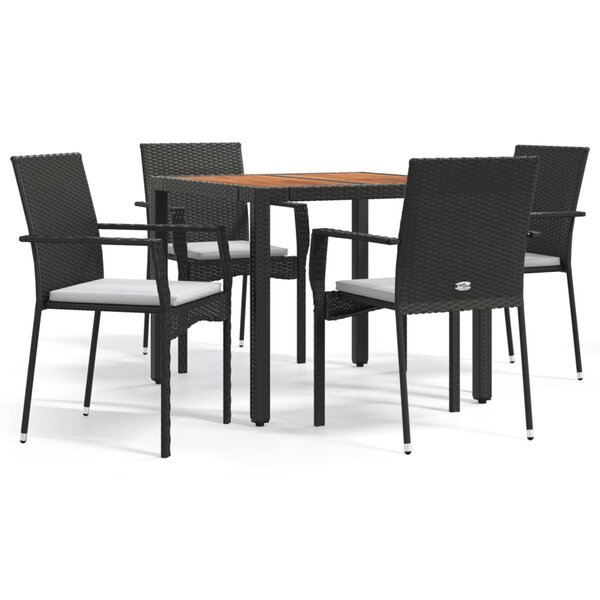 vidaXL Ensemble à manger de jardin coussins 5Pièces Noir Résine tressée