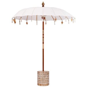 vidaXL Parasol balinais 260 Crème 180-190 cm Coton et bois massif