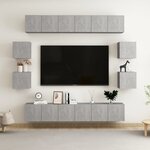vidaXL Ensemble de meubles TV 10 Pièces Gris béton Bois d'ingénierie