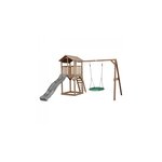 AXI Beach Tower avec balancoire nid  Marron Toboggan Gris