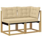 vidaXL Canapé d’extérieur milieu et coin avec coussin 2 Pièce Blanc
