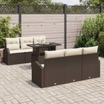 vidaXL Ensemble de canapé de jardin 7 Pièces Marron Poly Rattan