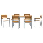 vidaXL Ensemble de salle à manger pour jardin 7 Pièces Gris et marron